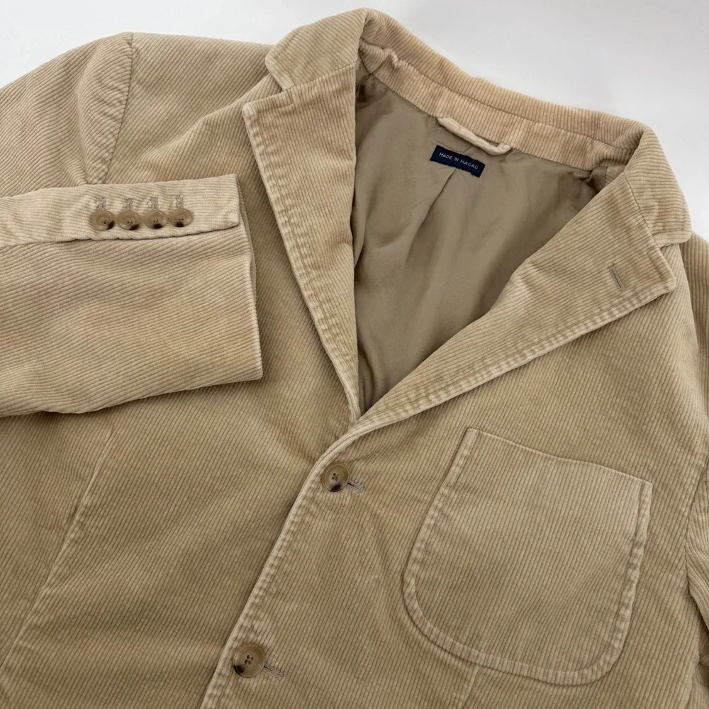 Polo‎ Ralph Lauren Vintage Blazer Mens L Tan Corduroy 3-Button Sport Coat Jacket
